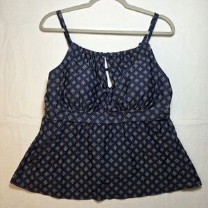 Kona Sol Blue Camisole with Smocked Tie Front